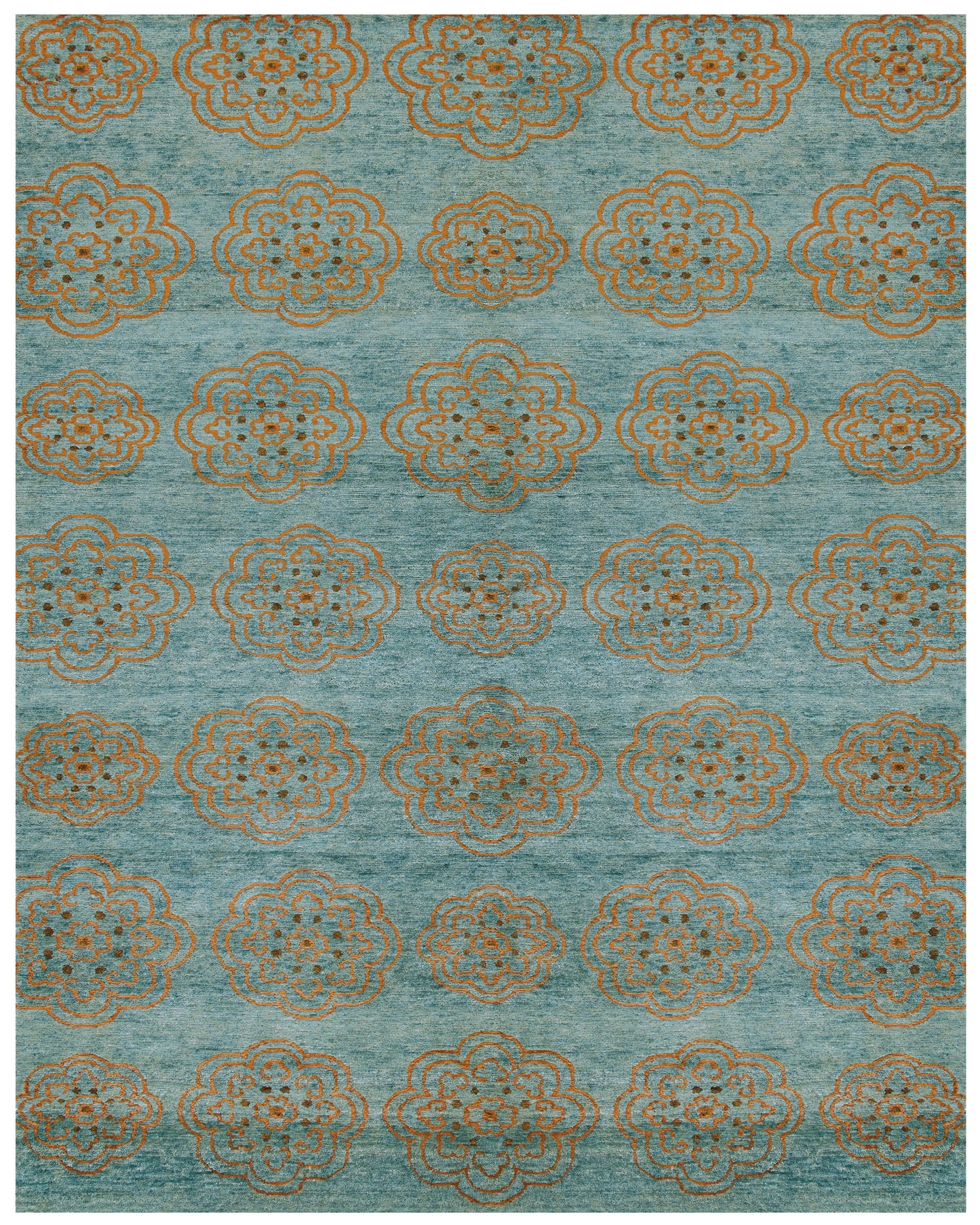 Qing Transitional/Casual Floral & Botanical/Oriental/Distressed Blue/Green/Taupe - Feizy Rug