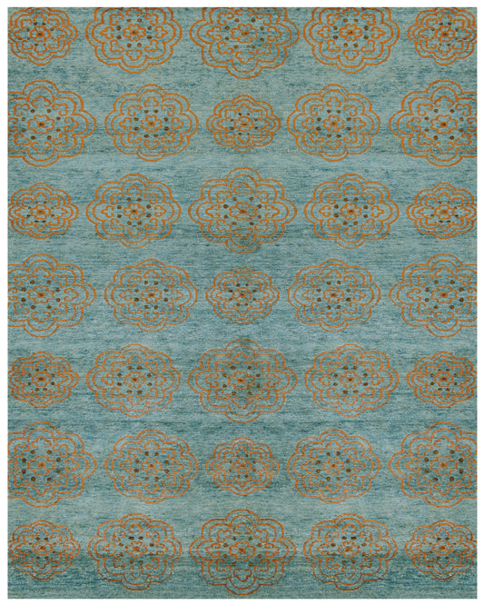 Qing Transitional/Casual Floral & Botanical/Oriental/Distressed Blue/Green/Taupe - Feizy Rug