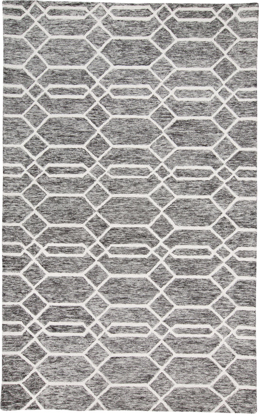 Belfort Transitional/Cottage/Farmhouse Trellis & Lattice/Geometric Gray/Black/Ivory - Feizy Rug