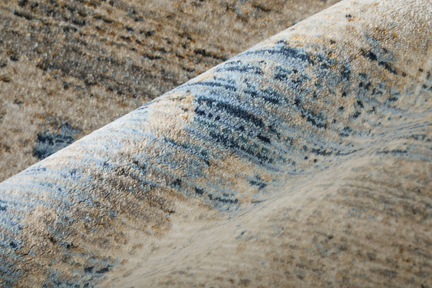Sonora Modern/Industrial Abstract/Distressed Taupe/Ivory/Blue - Feizy Rug