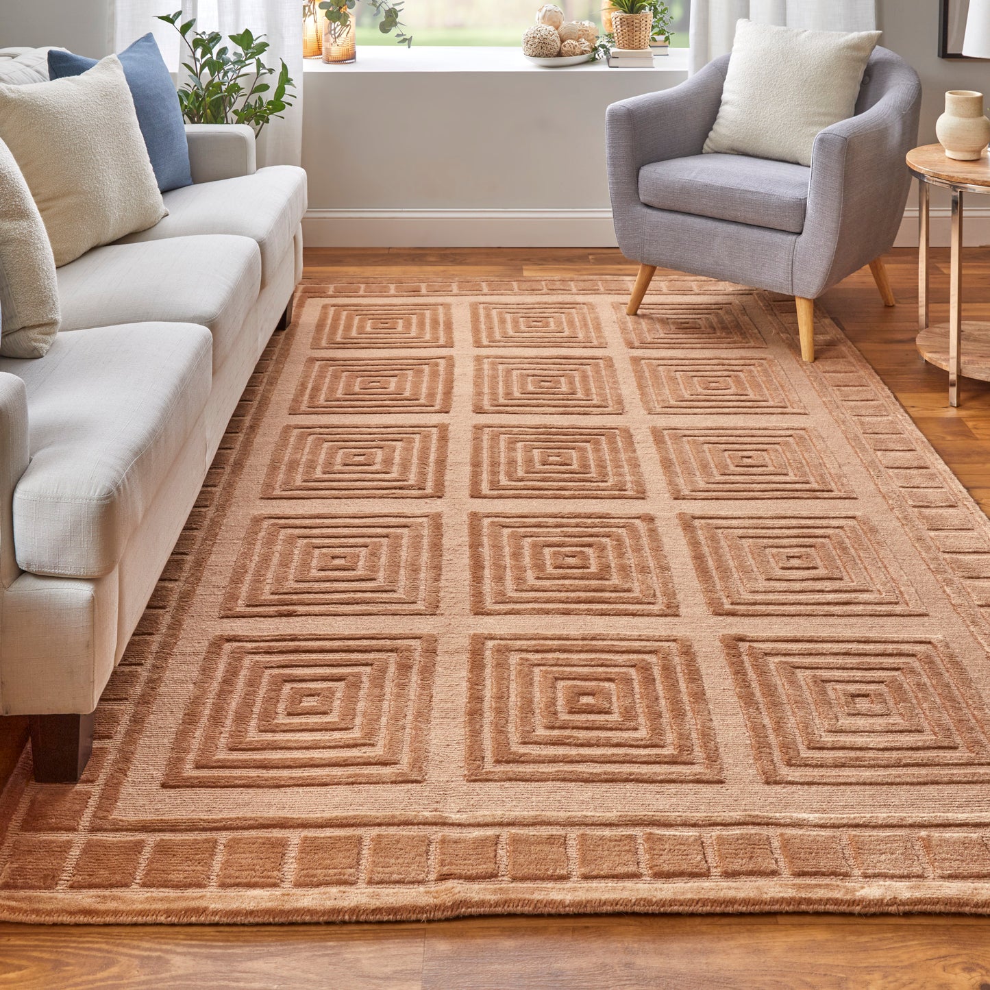 Channels Modern/Global Geometric Tan/Gold - Feizy Rug