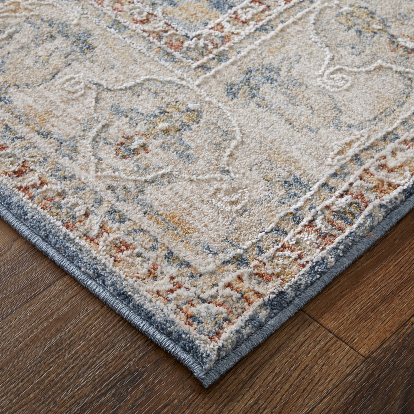 Pasha Transitional/Bohemian & Eclectic/Craftsman Blue/Taupe/Ivory Accent Rug  Feizy Rugs Small Parcel,Feizy Rugs,Pasha,Blue/Taupe/Ivory,2' x 3',Accent Rug,Polyester,Transitional/Bohemian & Eclectic/Craftsman,Turkey