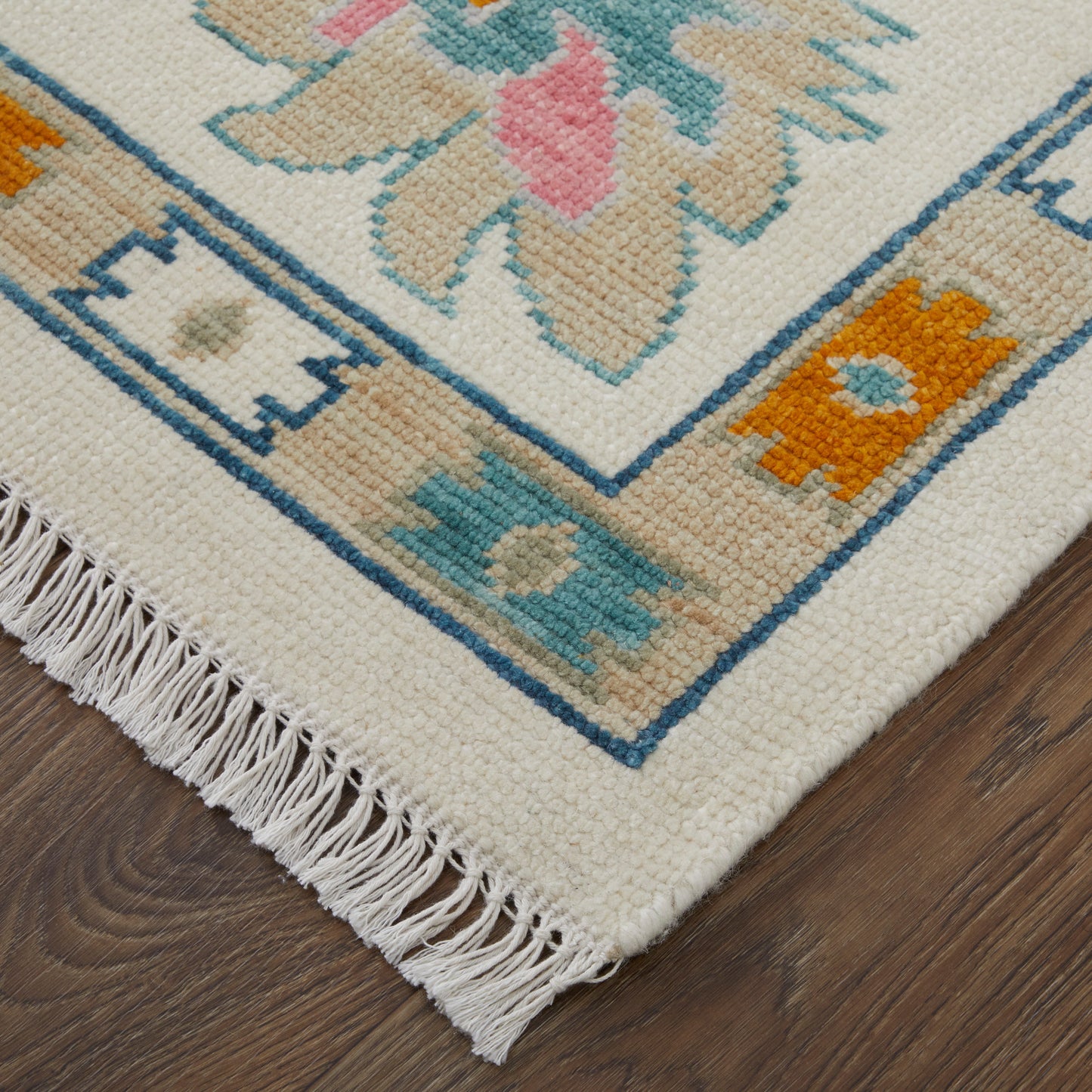 Karina Transitional/Bohemian & Eclectic/Craftsman Floral & Botanical/Bordered Ivory/Blue/Pink - Feizy Rug