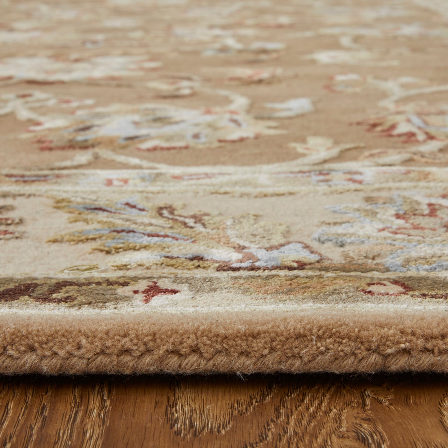 Prescott Traditional/French & Victorian/Bohemian & Eclectic Floral & Botanical/Bordered Tan/Ivory - Feizy Rug