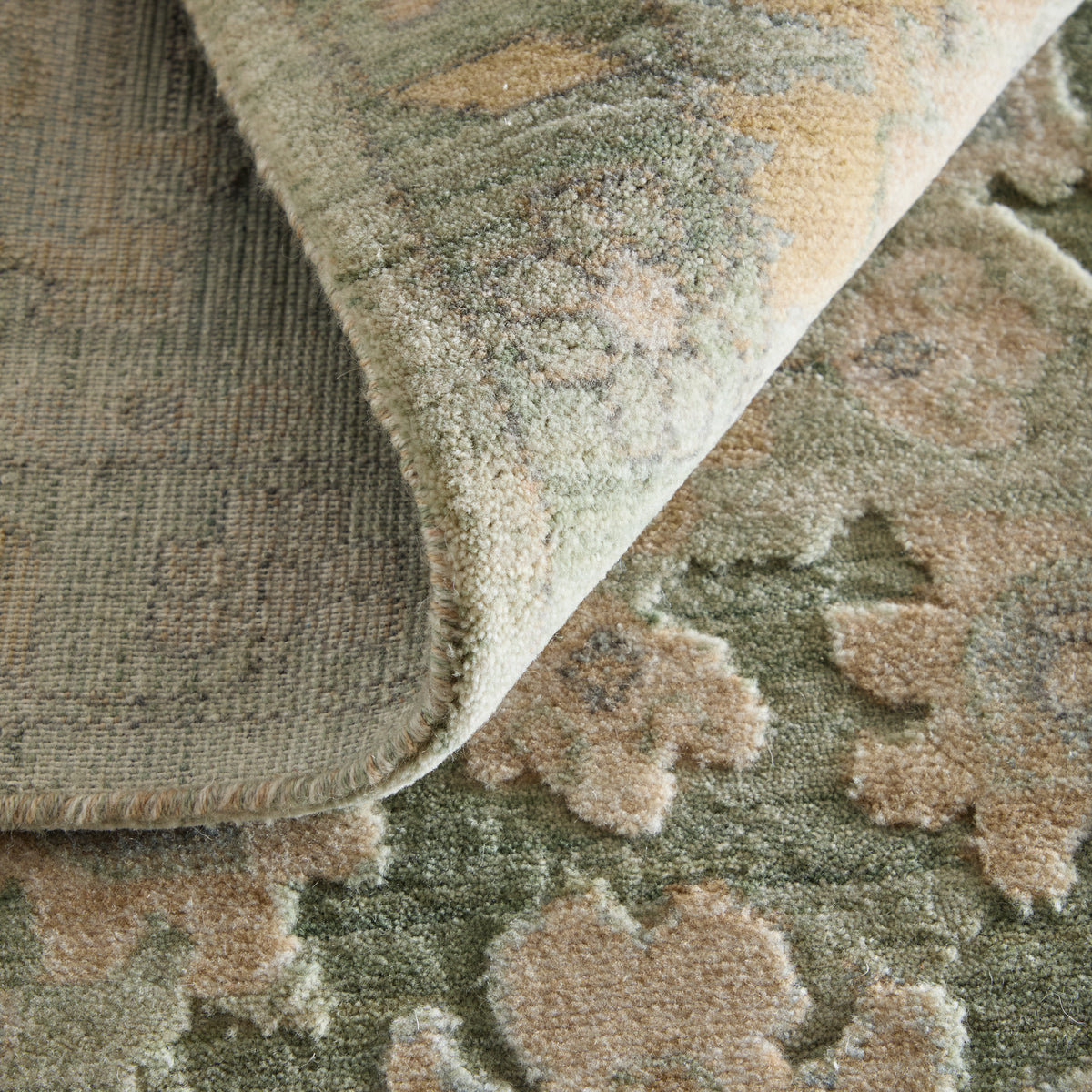 Jaxson Traditional/Vintage Floral & Botanical/Bordered/Distressed Green/Gold/Tan - Feizy Rug