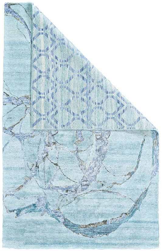 Cosmo Transitional/Industrial/Casual Abstract/Watercolor/Trellis & Lattice Blue/White/Ivory - Feizy Rug