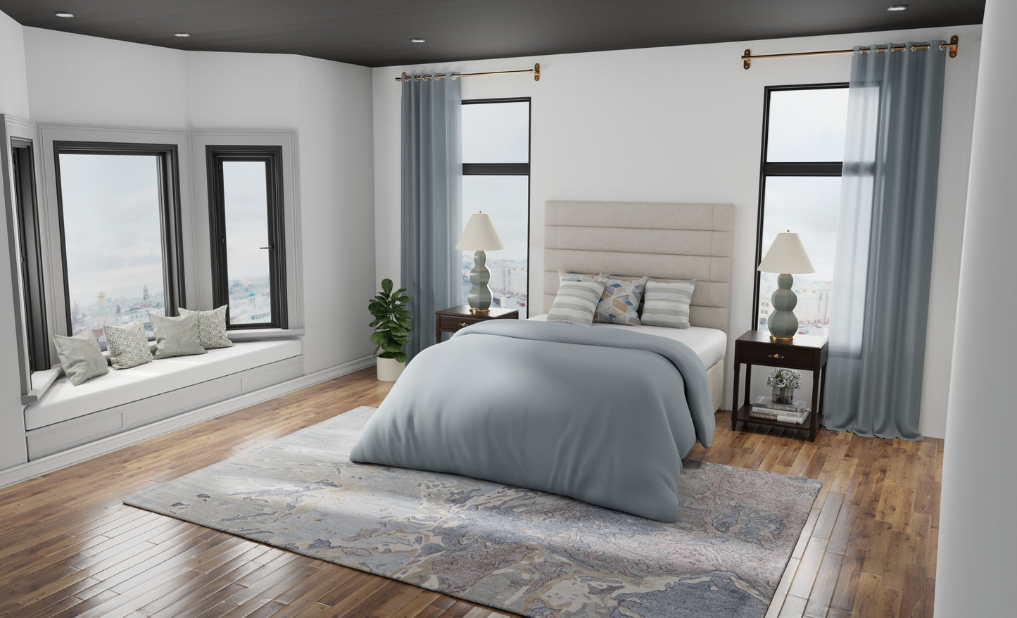 Zarah Modern/Industrial/Bohemian & Eclectic Blue/Taupe/Green Area Rug