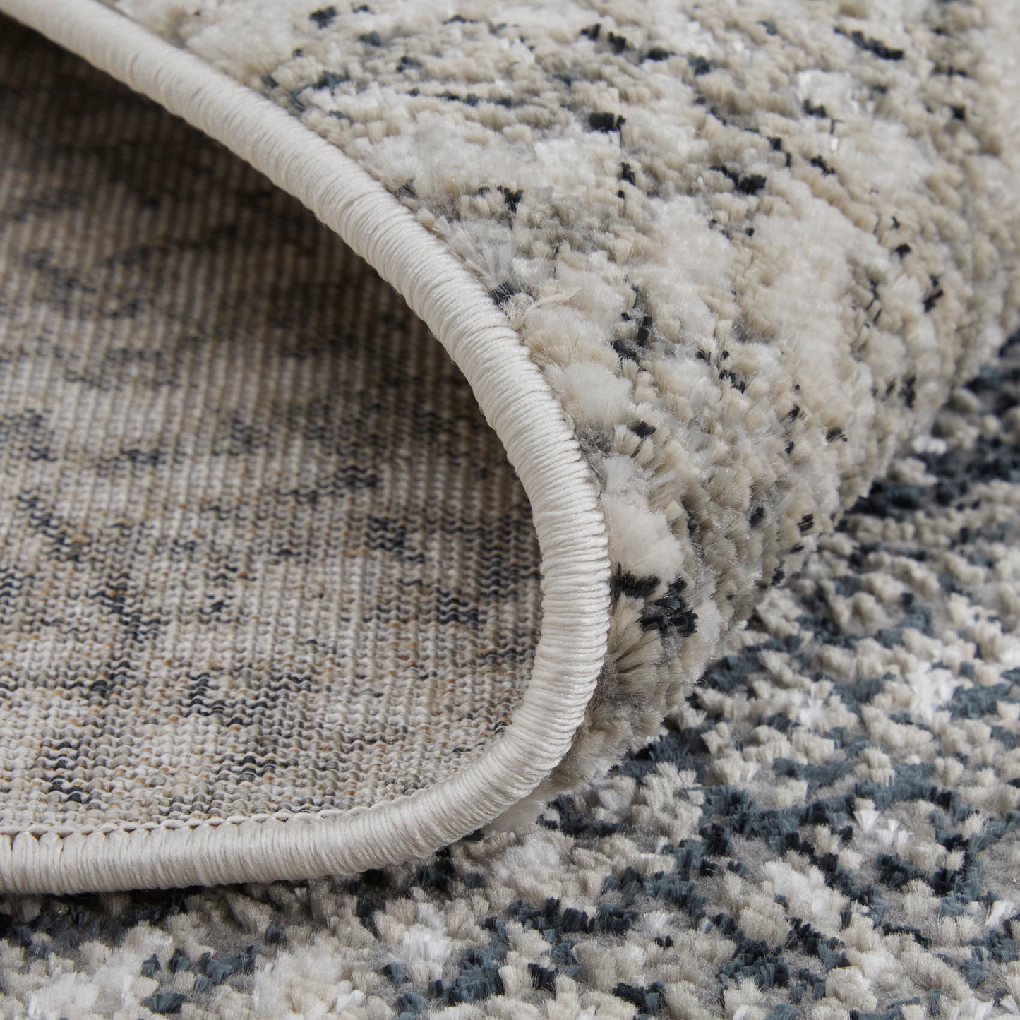 Micah Modern/Mid-Century Modern/Casual Ivory/Gray/Blue Accent Rug