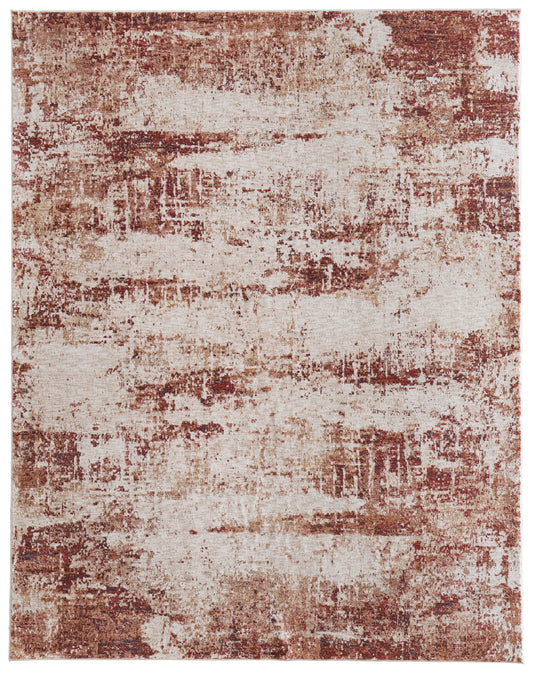 Pearson Modern/Industrial Abstract/Watercolor Ivory/Red/Tan - Feizy Rug