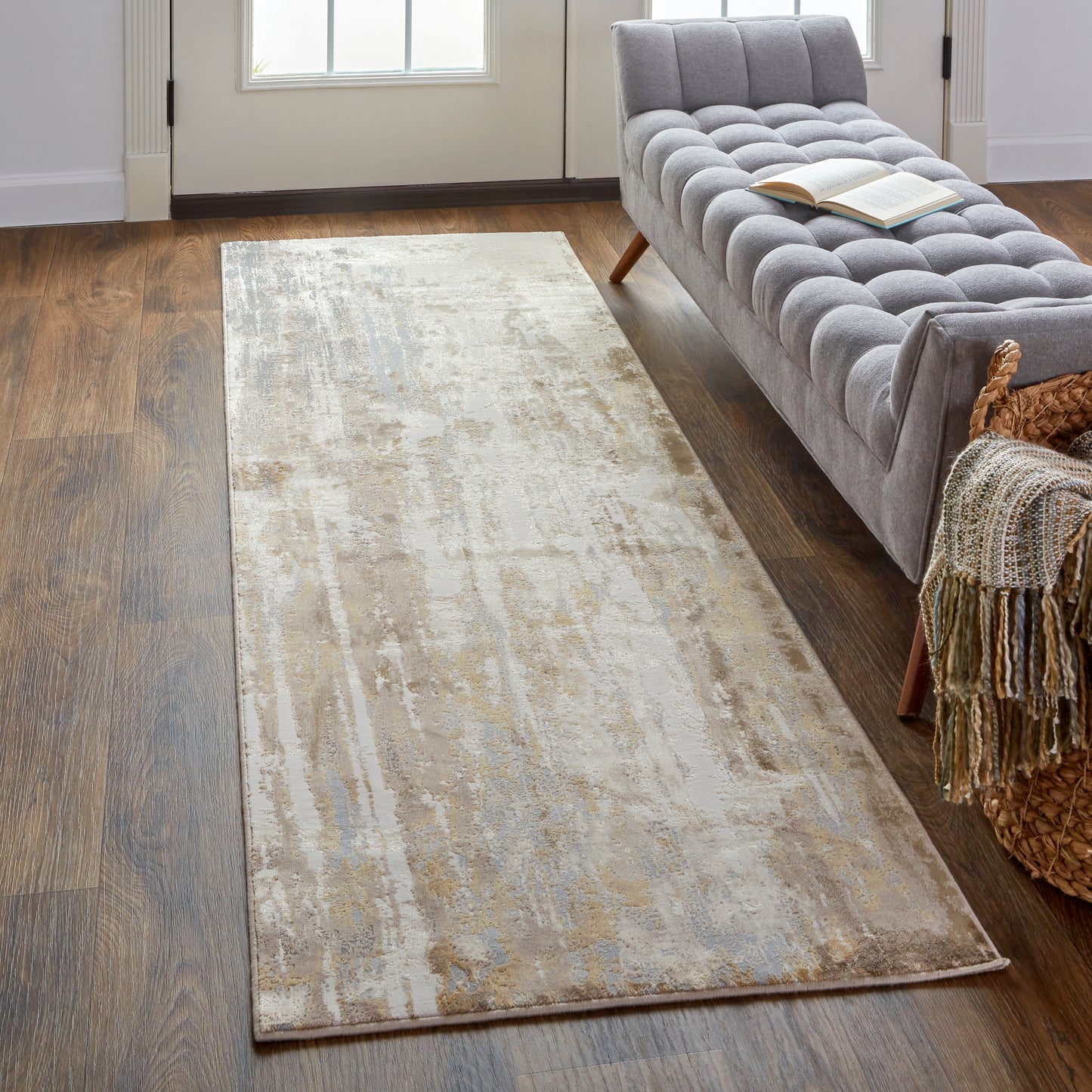 Parker Transitional/Casual Abstract Tan/Ivory/Gray - Feizy Rug