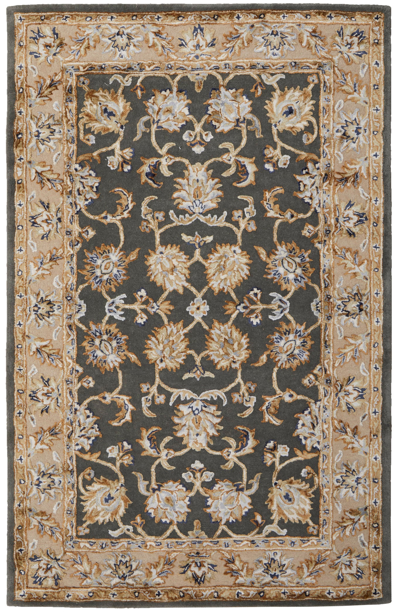 Prescott Traditional/French & Victorian/Bohemian & Eclectic Floral & Botanical/Bordered Taupe/Tan/Ivory - Feizy Rug