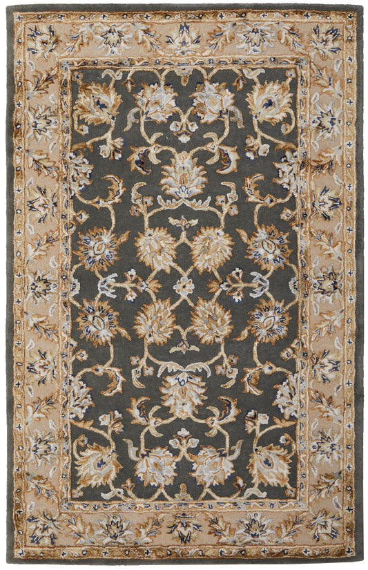 Prescott Traditional/French & Victorian/Bohemian & Eclectic Floral & Botanical/Bordered Taupe/Tan/Ivory - Feizy Rug
