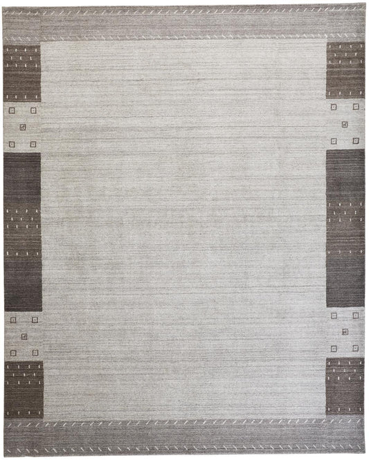 Legacy Transitional/Rustic/Casual Bordered/Patchwork Gray/Silver/Black - Feizy Rug