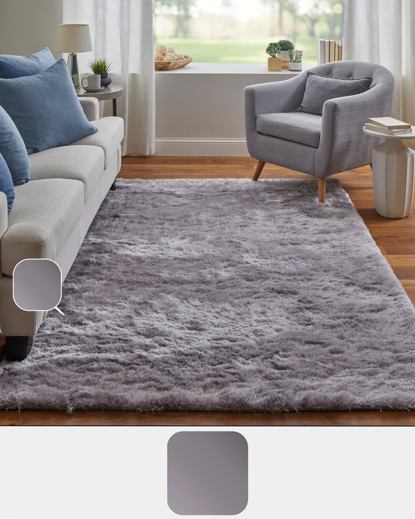 Indochine Modern/Luxury & Glam/Casual Solid Purple - Feizy Rug