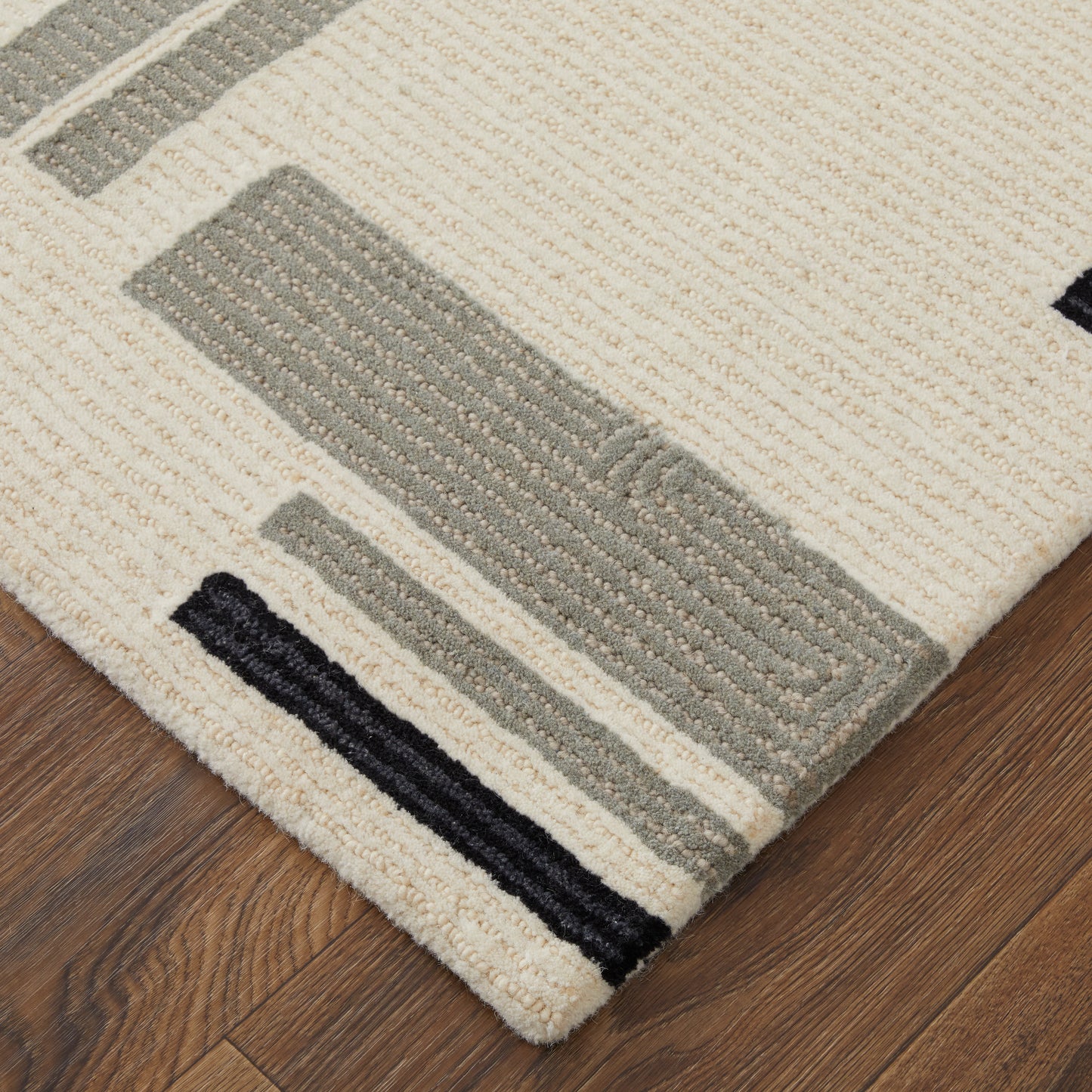 Maguire Transitional/Industrial/Mid-Century Modern Ivory/Taupe Area Rug