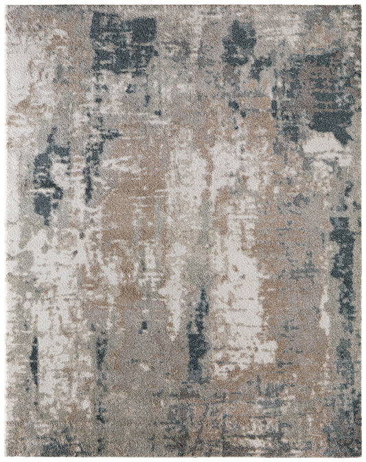 Richmond Modern/Industrial Abstract/Distressed Gray/White/Blue - Feizy Rug