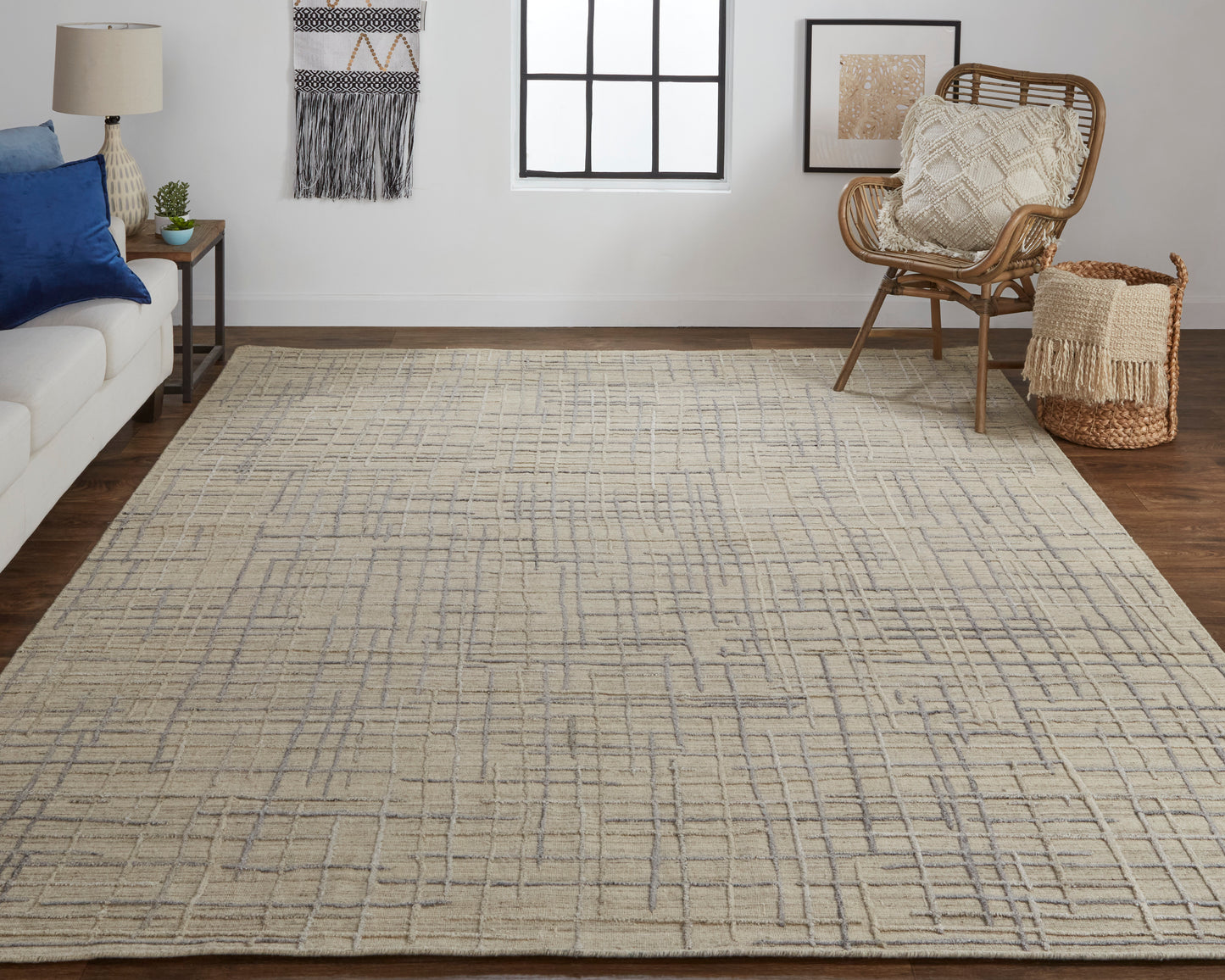 Kirkwood Transitional/Industrial/Casual Tan/Silver Area Rug