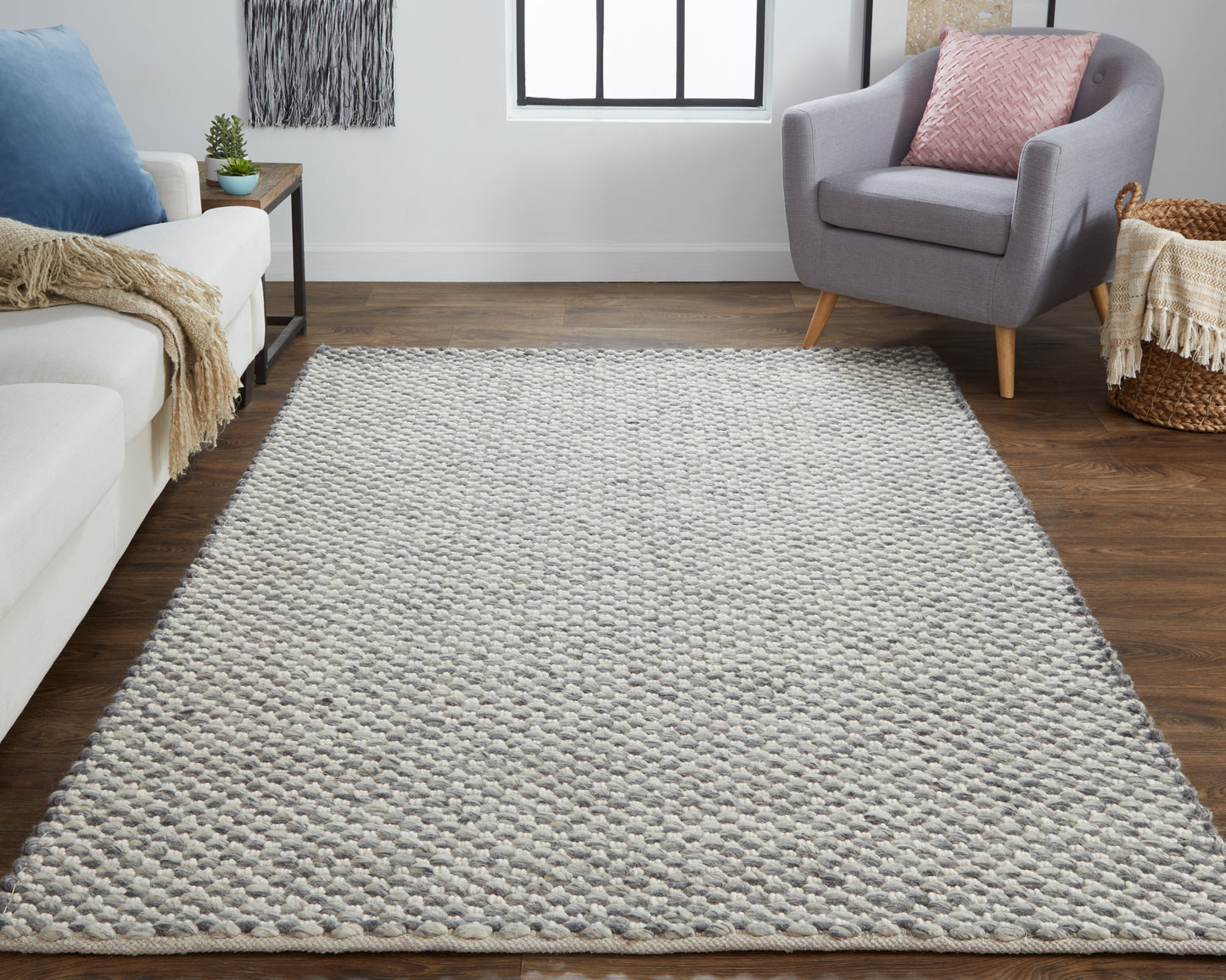 Berkeley Transitional/Scandinavian Solid Gray/Ivory - Feizy Rug