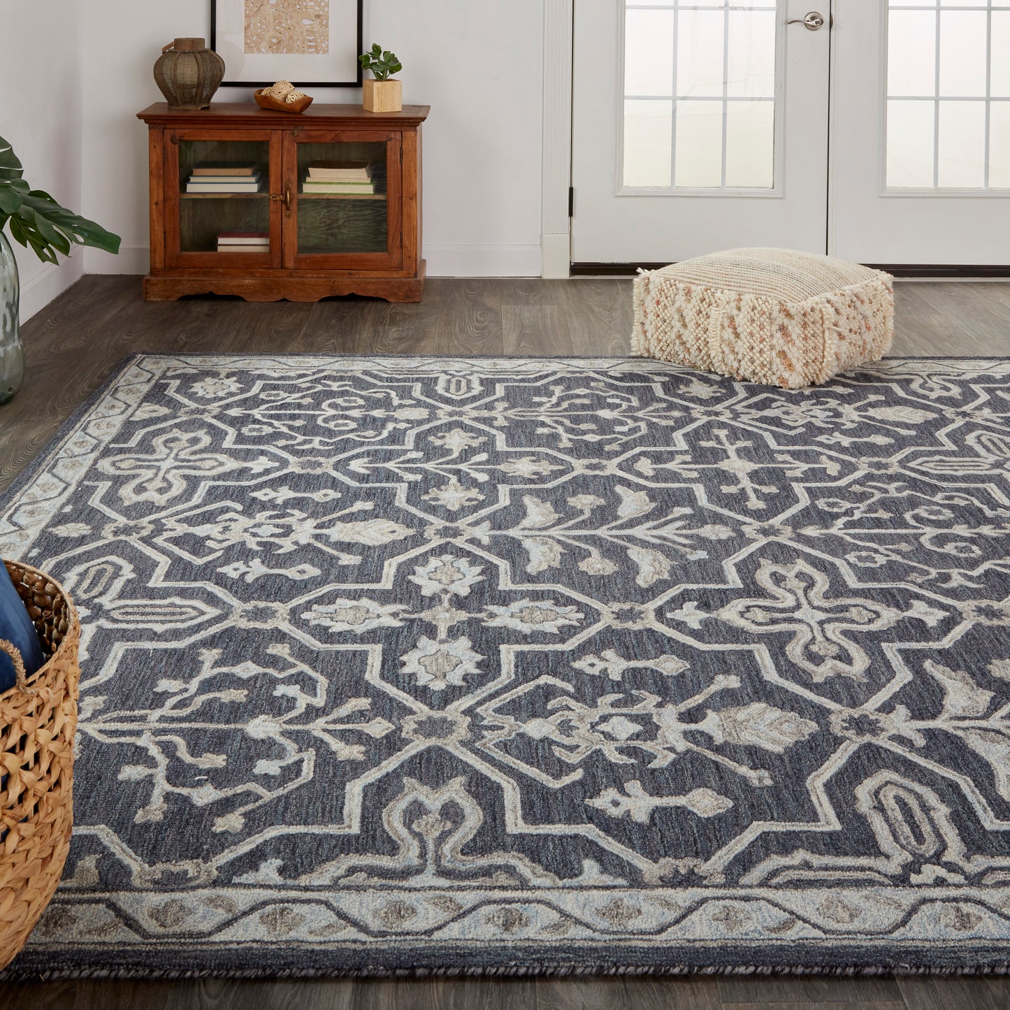 Fallon Traditional/Classic Oriental/Geometric/Floral & Botanical Blue/Gray - Feizy Rug