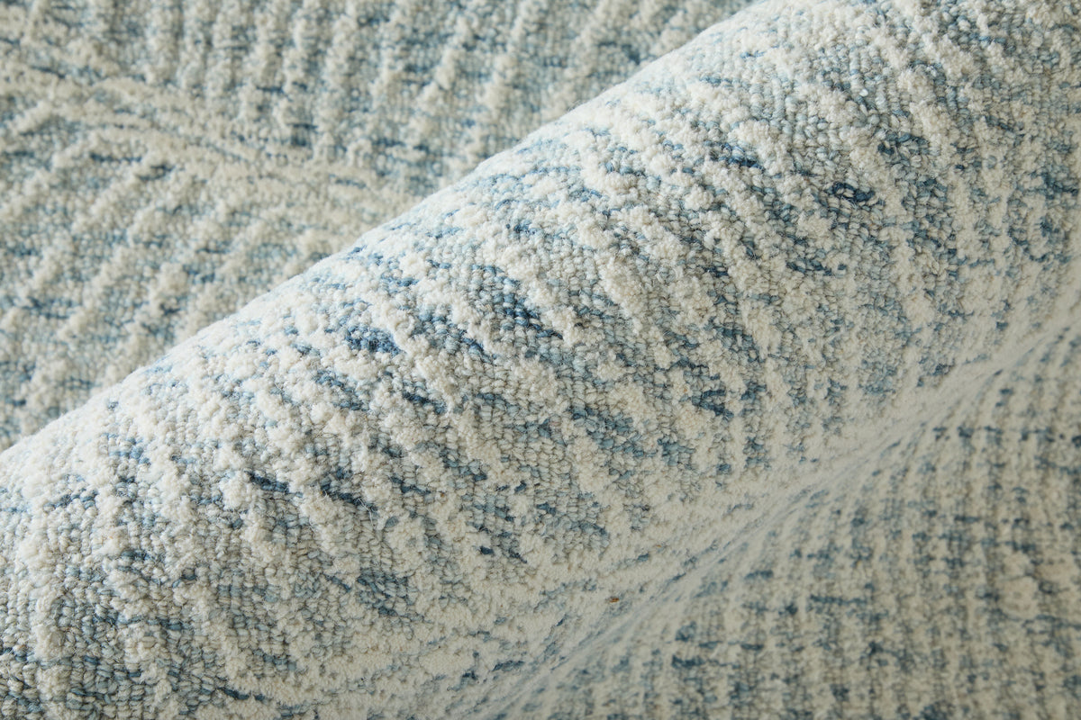 Winston Modern/Nautical & Coastal Floral & Botanical/Bordered/Abstract Blue/Ivory - Feizy Rug