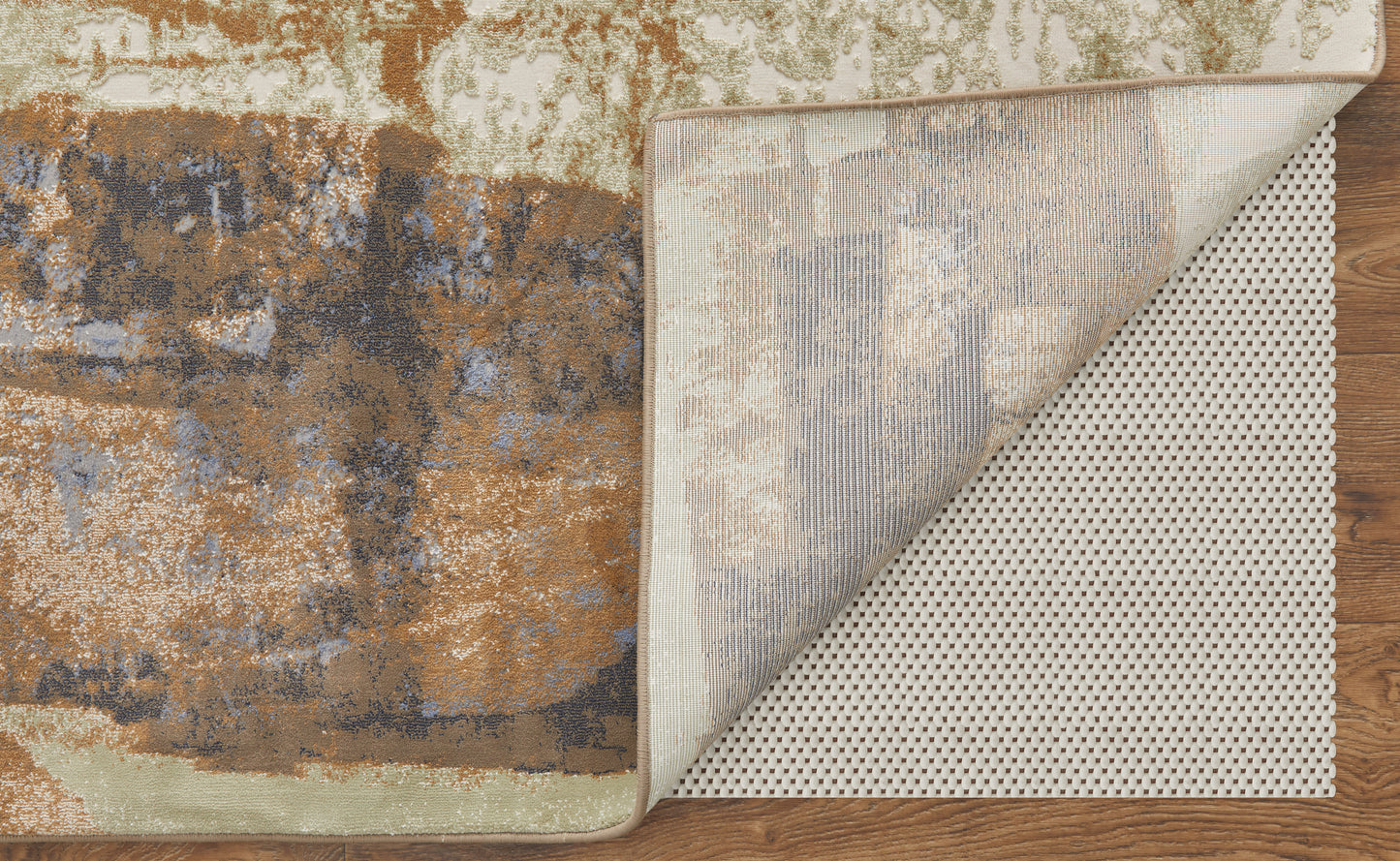 Clio Modern/Casual/Luxury & Glam Abstract/Distressed Brown/Blue/Ivory - Feizy Rug