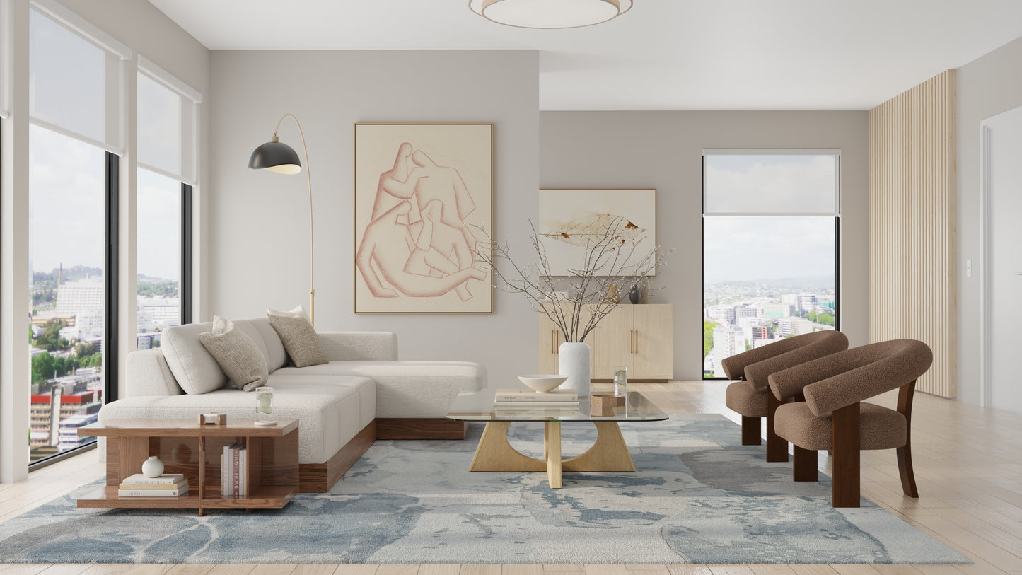 Kendall Modern/Bohemian & Eclectic Abstract/Watercolor Blue/Gray - Feizy Rug