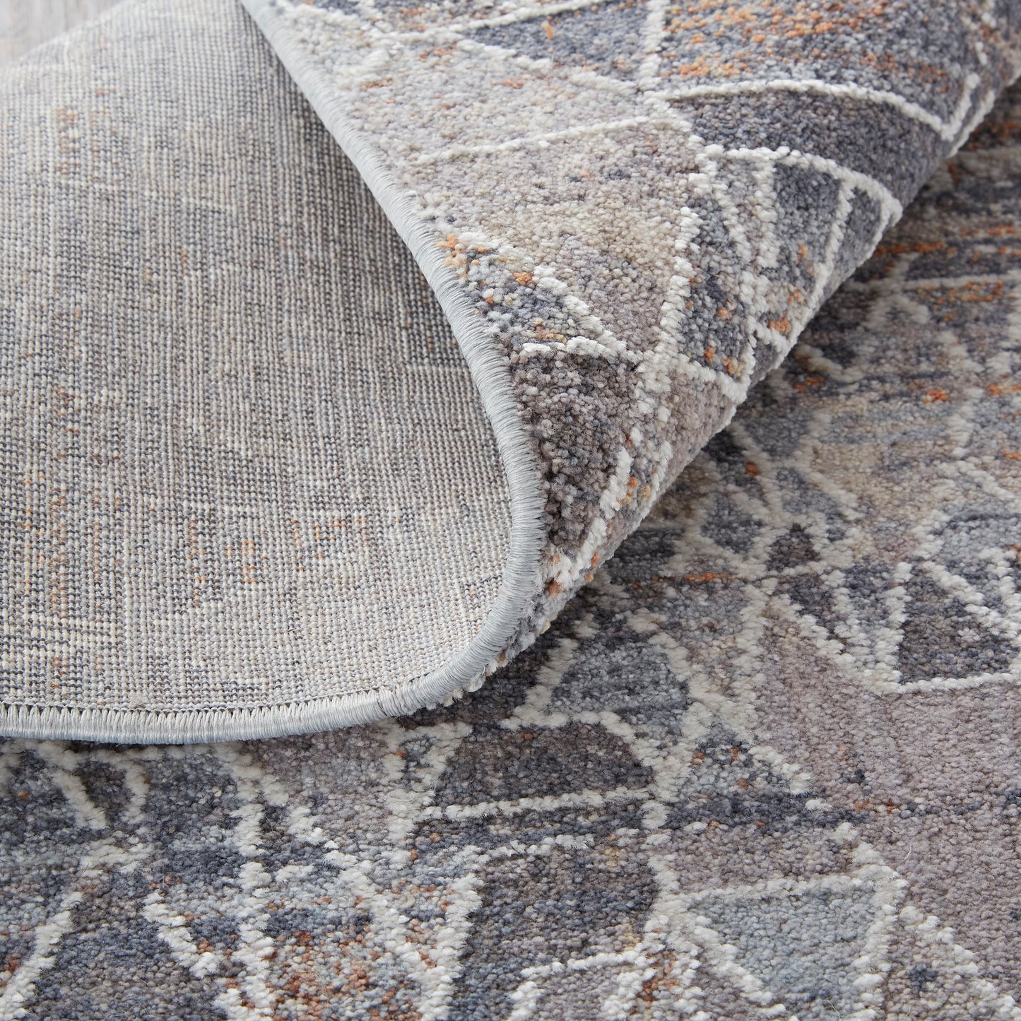 Francisco Transitional/Moroccan/Southwestern Abstract/Geometric/Distressed Gray/Blue/Orange - Feizy Rug