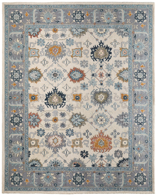 Springfield Traditional Floral & Botanical/Bordered Blue/Gray/Ivory - Feizy Rug