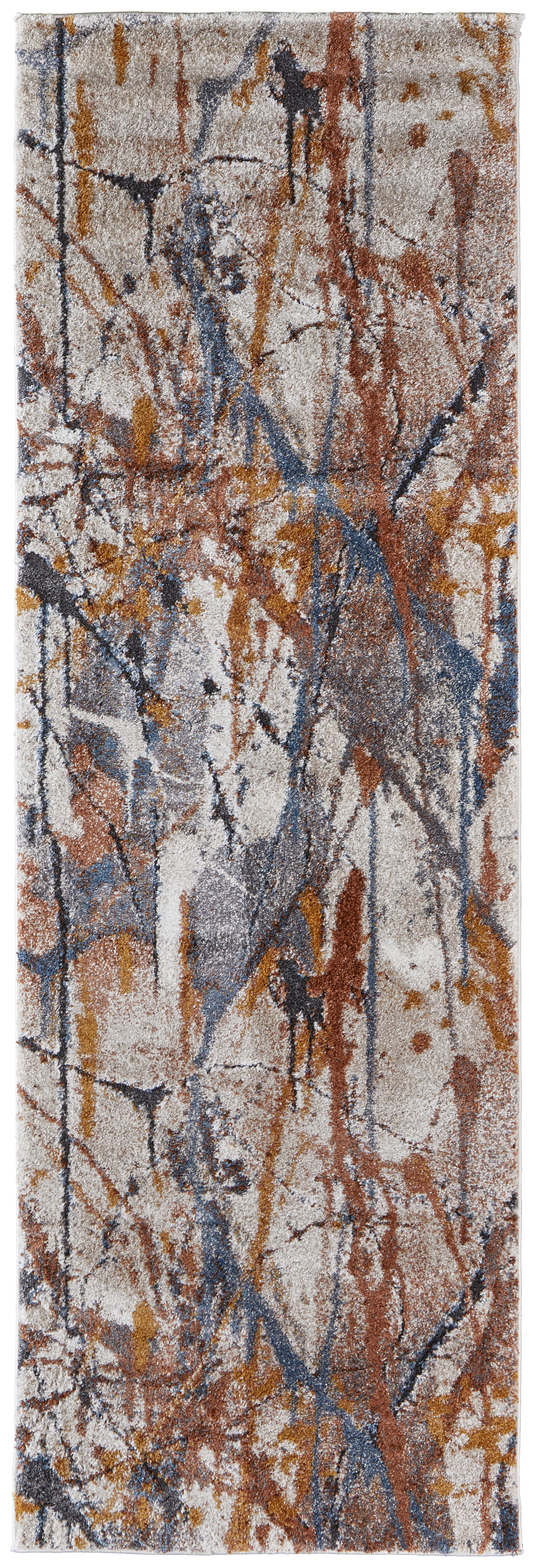 Gilmore Modern/Bohemian & Eclectic Watercolor/Abstract Blue/Orange/Gray - Feizy Rug