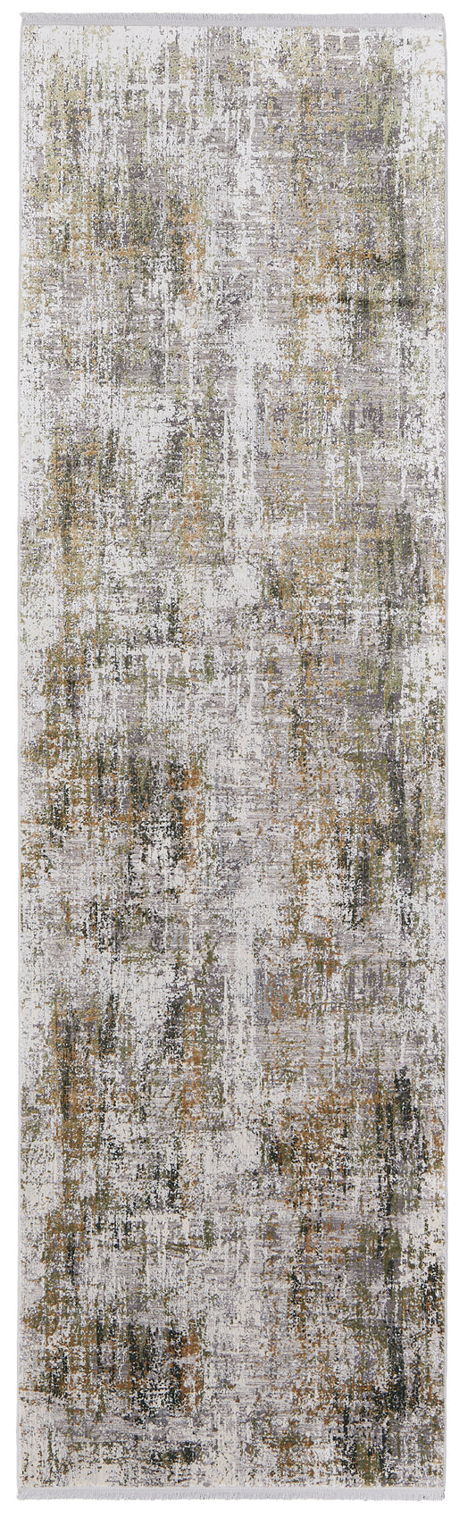 Cadiz Modern/Casual Green/Gray/Ivory Runner  Feizy Rugs Small Parcel,Feizy Rugs,Cadiz,Green/Gray/Ivory,3'1" x 10',Runner,Viscose/Acrylic,Modern/Casual,Turkey