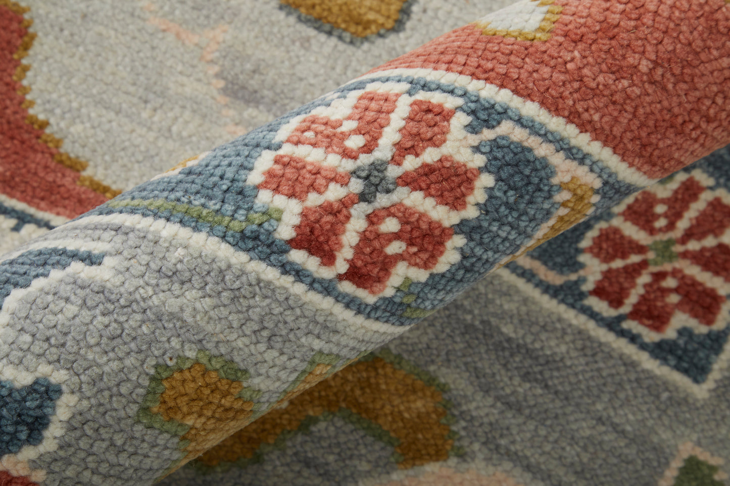 Karina Transitional/Bohemian & Eclectic/Craftsman Floral & Botanical/Bordered Red/Gray/Ivory - Feizy Rug