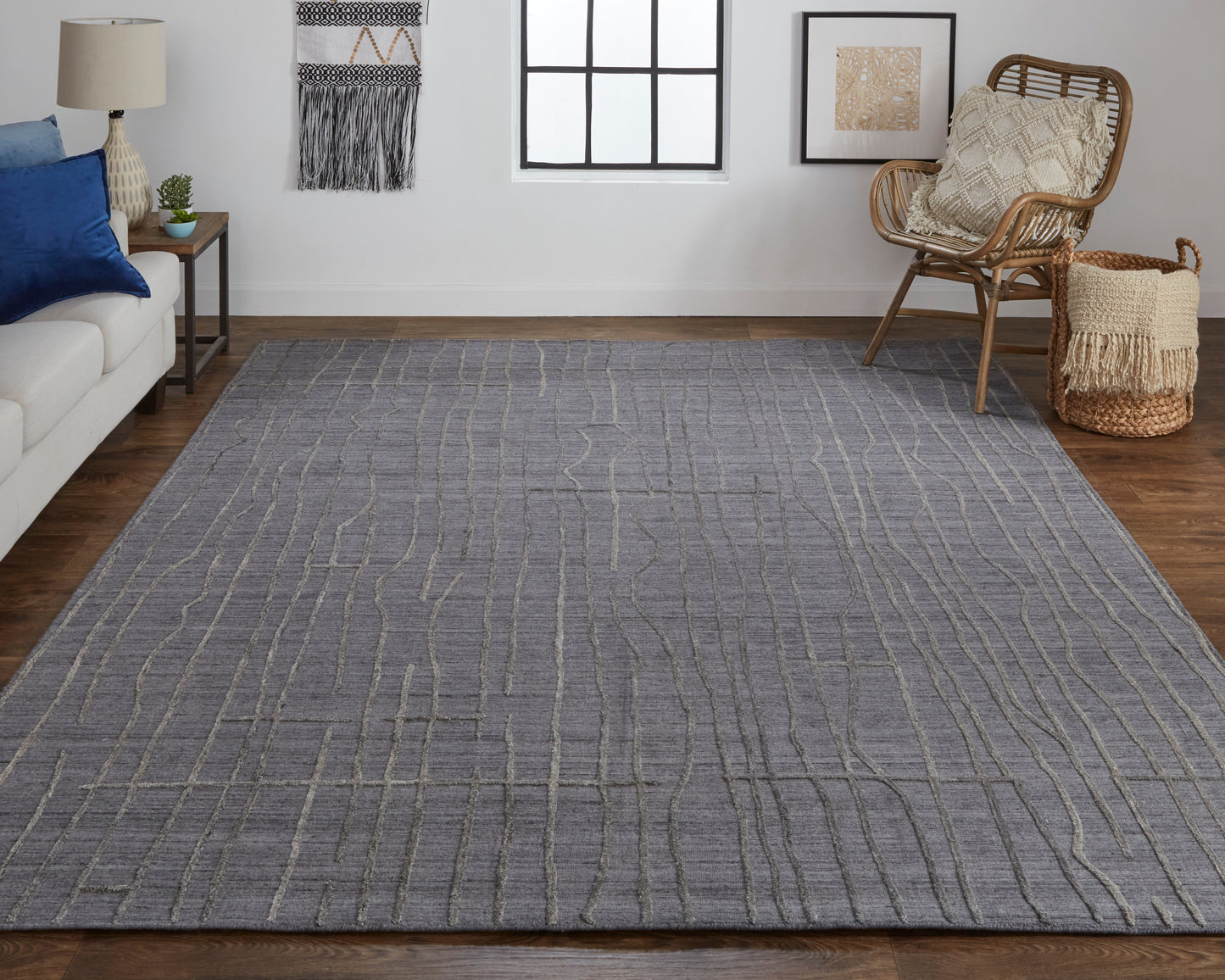 Haverhill Transitional/Casual Solid/Stripes Gray/Silver - Feizy Rug
