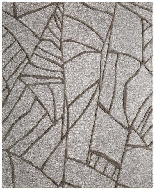 Kimball Transitional/Industrial Abstract/Geometric Gray/Taupe/Ivory - Feizy Rug