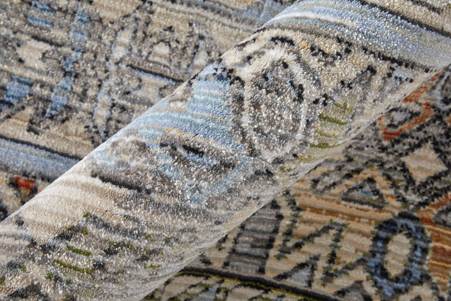 Melrose Transitional/Casual/Industrial Distressed/Medallion/Diamond Gray/Red/Blue - Feizy Rug