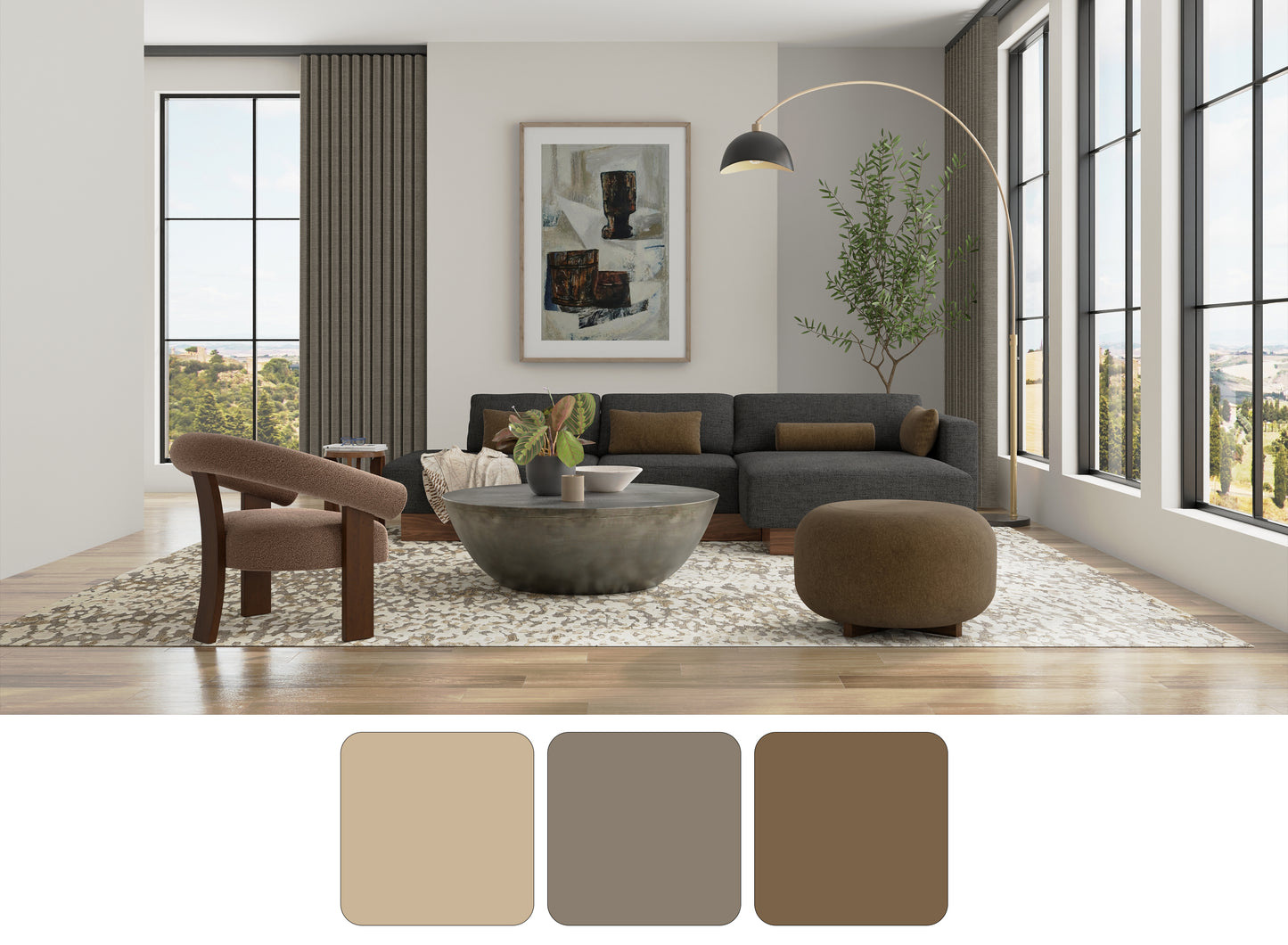 Braden Modern/Industrial/Casual Abstract/Watercolor Tan/Taupe - Feizy Rug