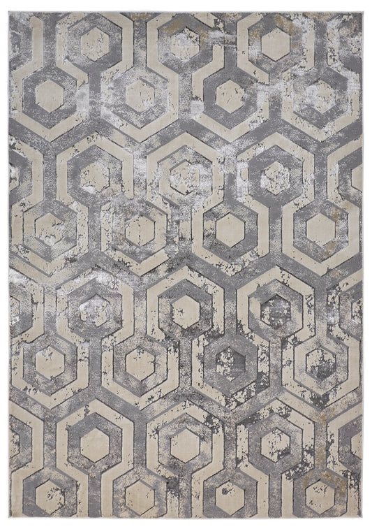 Micah Modern/Luxury & Glam/Industrial Gray/Taupe/Silver Accent Rug