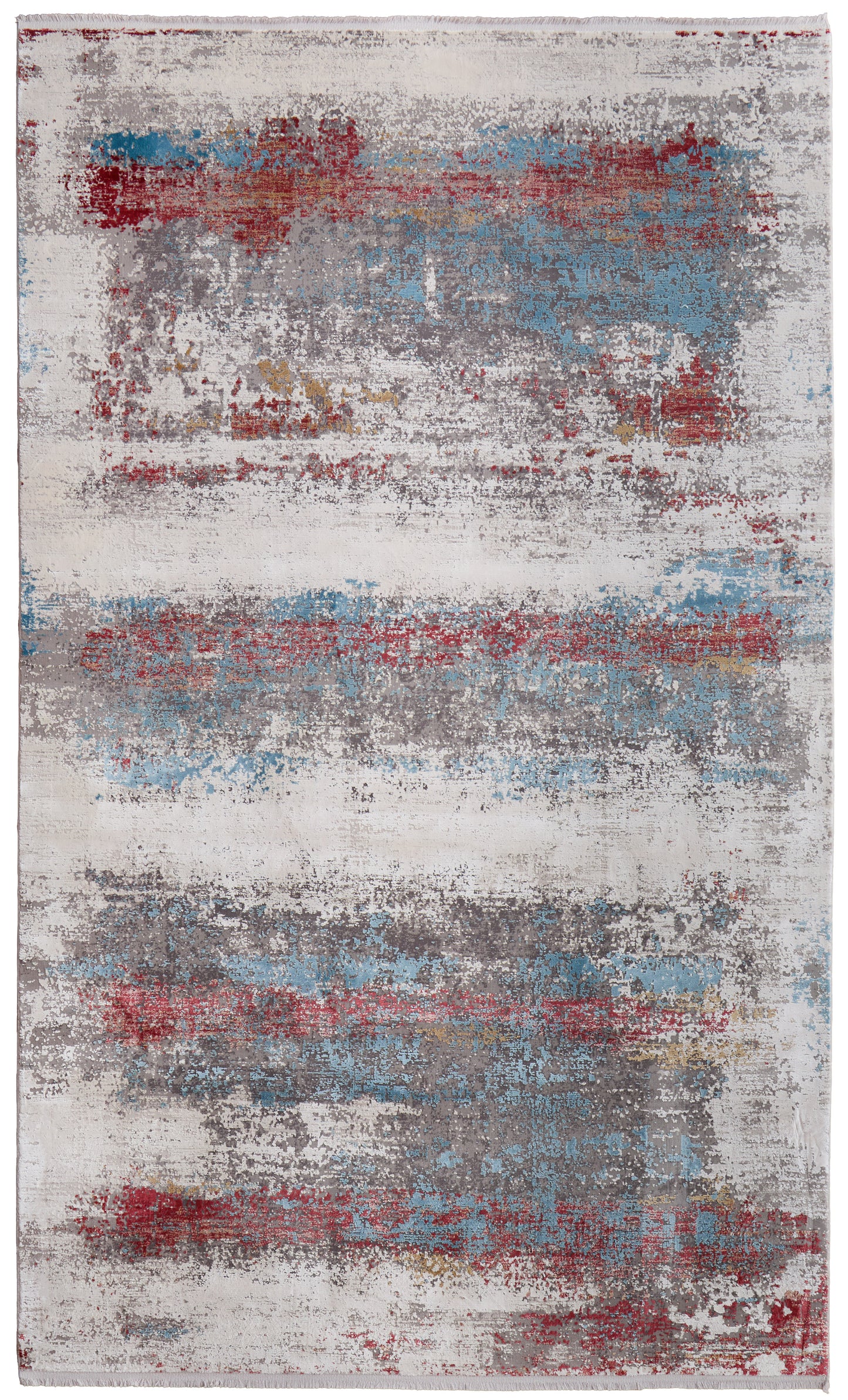 Cadiz Modern/Industrial/Luxury & Glam Abstract/Watercolor/Stripes Gray/Red/Blue - Feizy Rug