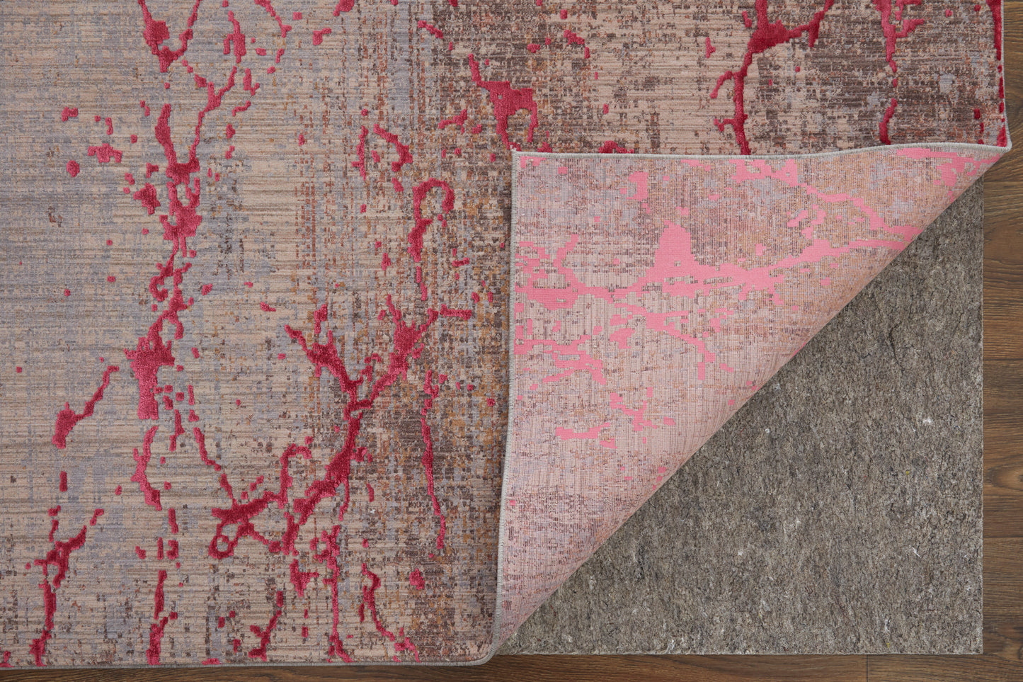 Pryor Modern/Casual/Bohemian & Eclectic Pink/Gray/Taupe Accent Rug  Feizy Rugs Small Parcel,Feizy Rugs,Pryor,Pink/Gray/Taupe,2' x 3',Accent Rug,Polyester/Viscose,Modern/Casual/Bohemian & Eclectic,Turkey