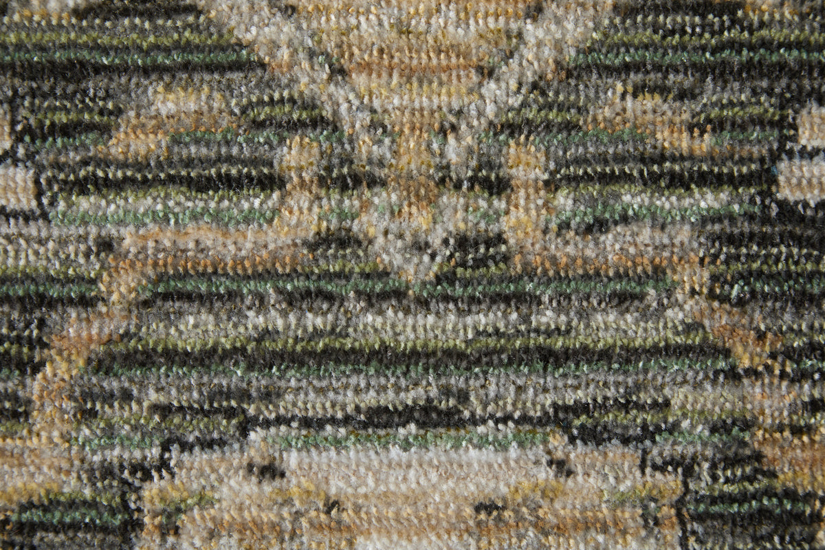 Augustine Traditional/Classic/Vintage Medallion/Bordered/Distressed Green/Black/Tan - Feizy Rug