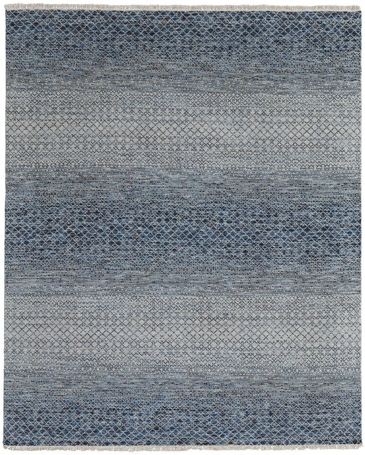Branson Transitional/Casual/Scandinavian Solid/Geometric Blue/Ivory - Feizy Rug
