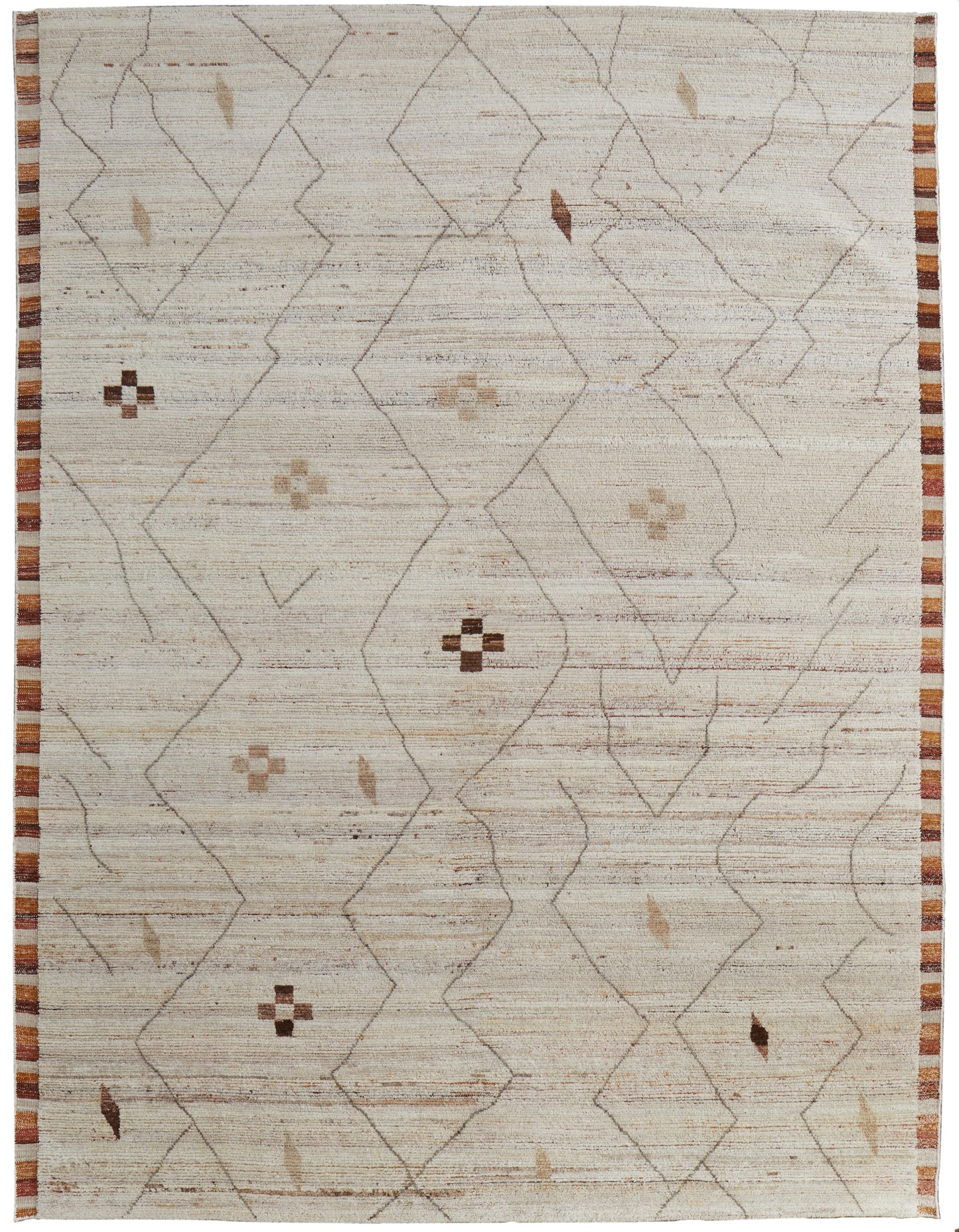 Kasbah Transitional/Casual/Bohemian & Eclectic Moroccan/Diamond/Stripes Ivory/Tan/Orange - Feizy Rug