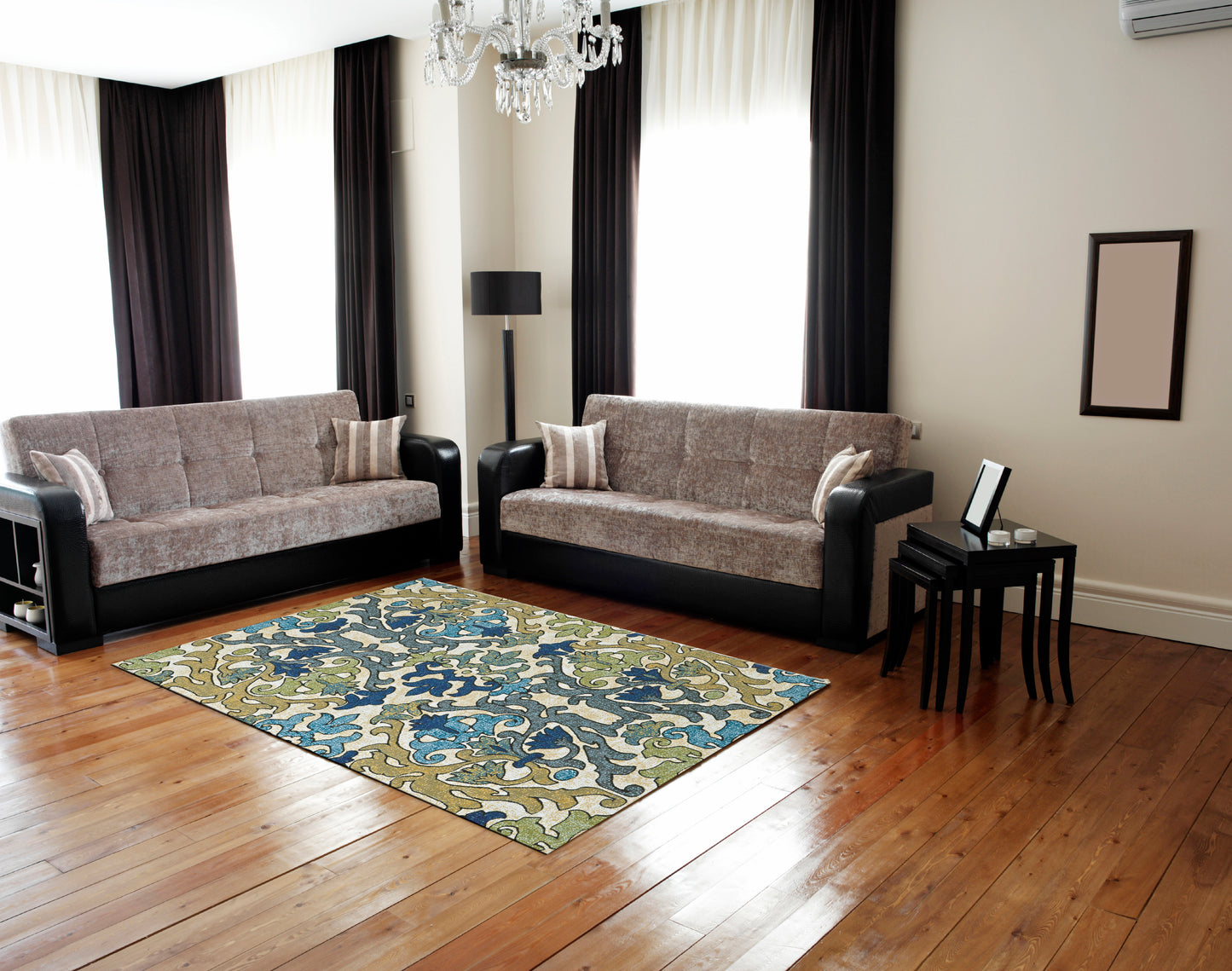 Brixton Modern/Bohemian & Eclectic/Cottage Floral & Botanical/Damask Gray/Green/Tan - Feizy Rug