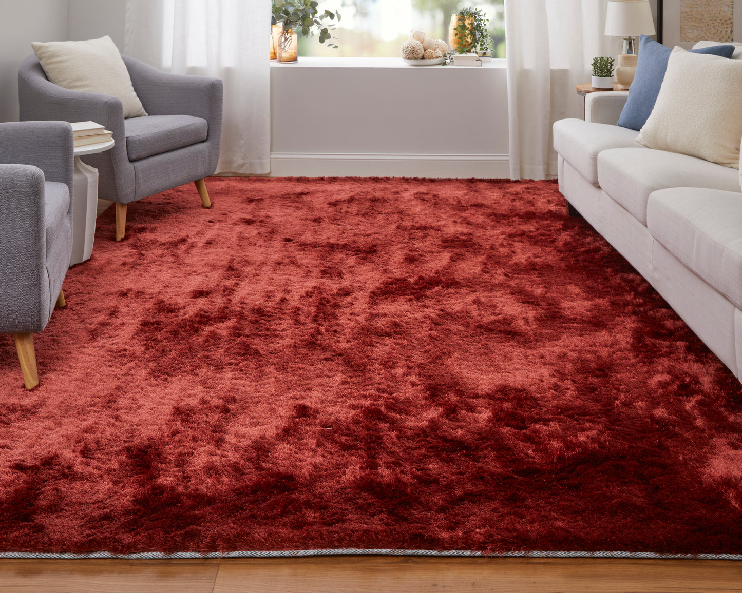 Indochine Modern/Luxury & Glam/Casual Red/Orange Area Rug