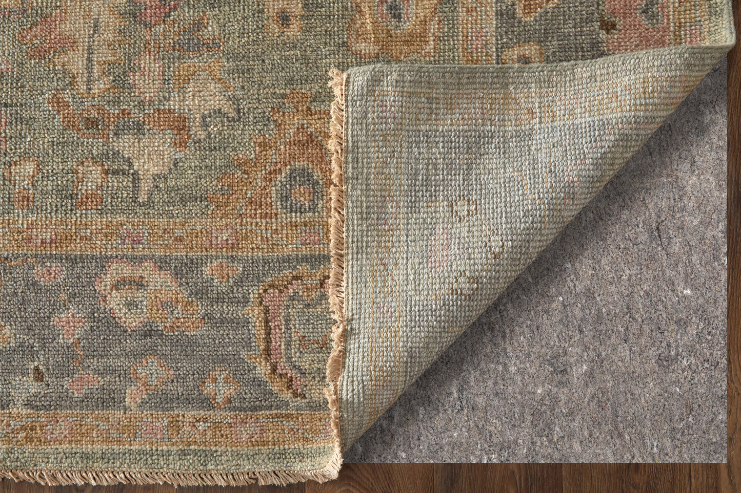 Carrington Traditional/Vintage/Classic Oriental/Bordered Gray/Gold/Pink - Feizy Rug