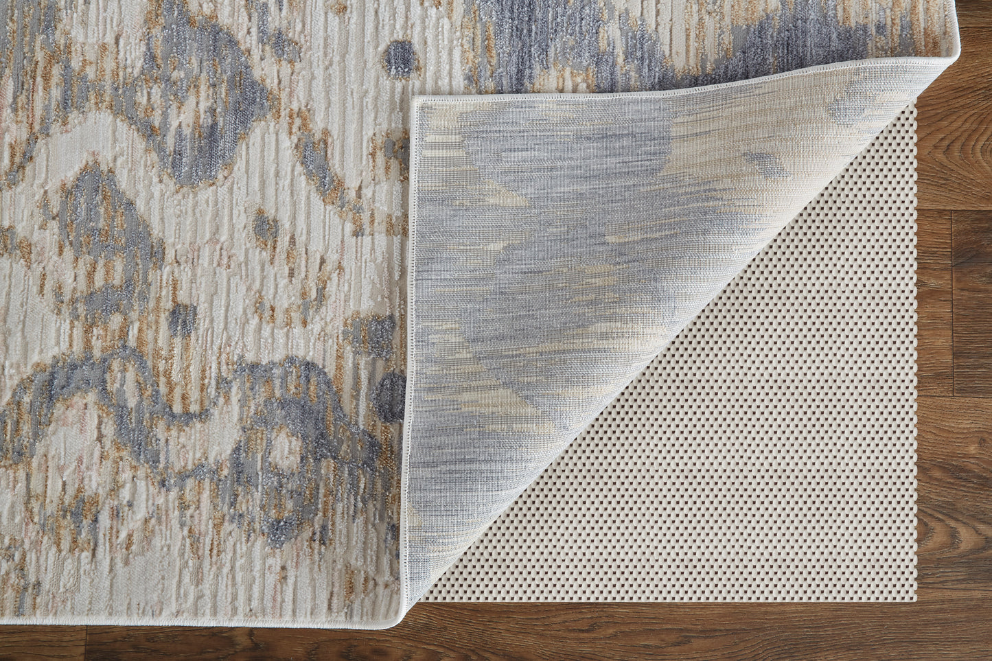 Laina Transitional/Industrial/Casual Tan/Ivory/Blue Accent Rug