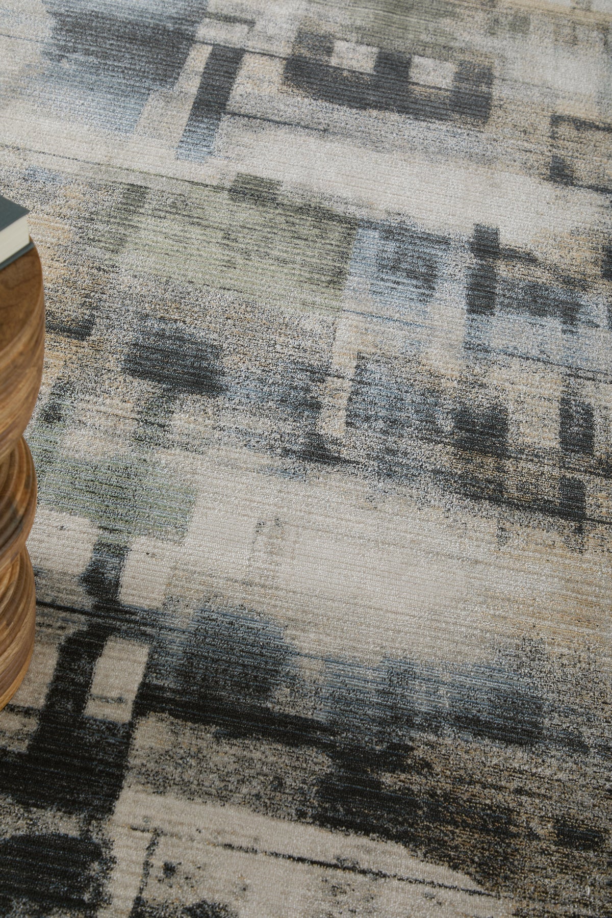 Greenwich Modern Geometric/Abstract/Distressed Black/Ivory/Blue - Feizy Rug