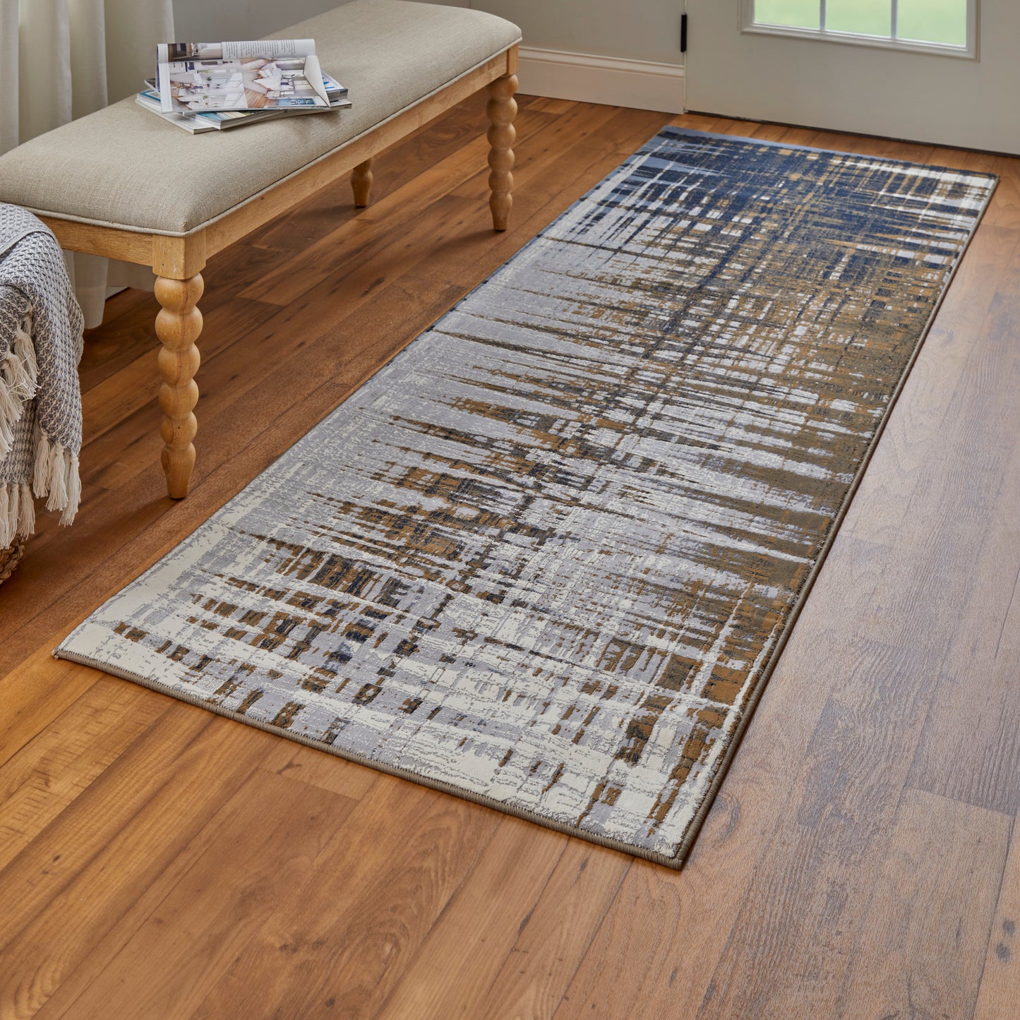 Clio Modern/Industrial/Casual Blue/Orange/Gray Runner  Feizy Rugs Small Parcel,Feizy Rugs,Clio,Blue/Orange/Gray,2'9" x 7'10",Runner,Polypropylene,Modern/Industrial/Casual,Turkey