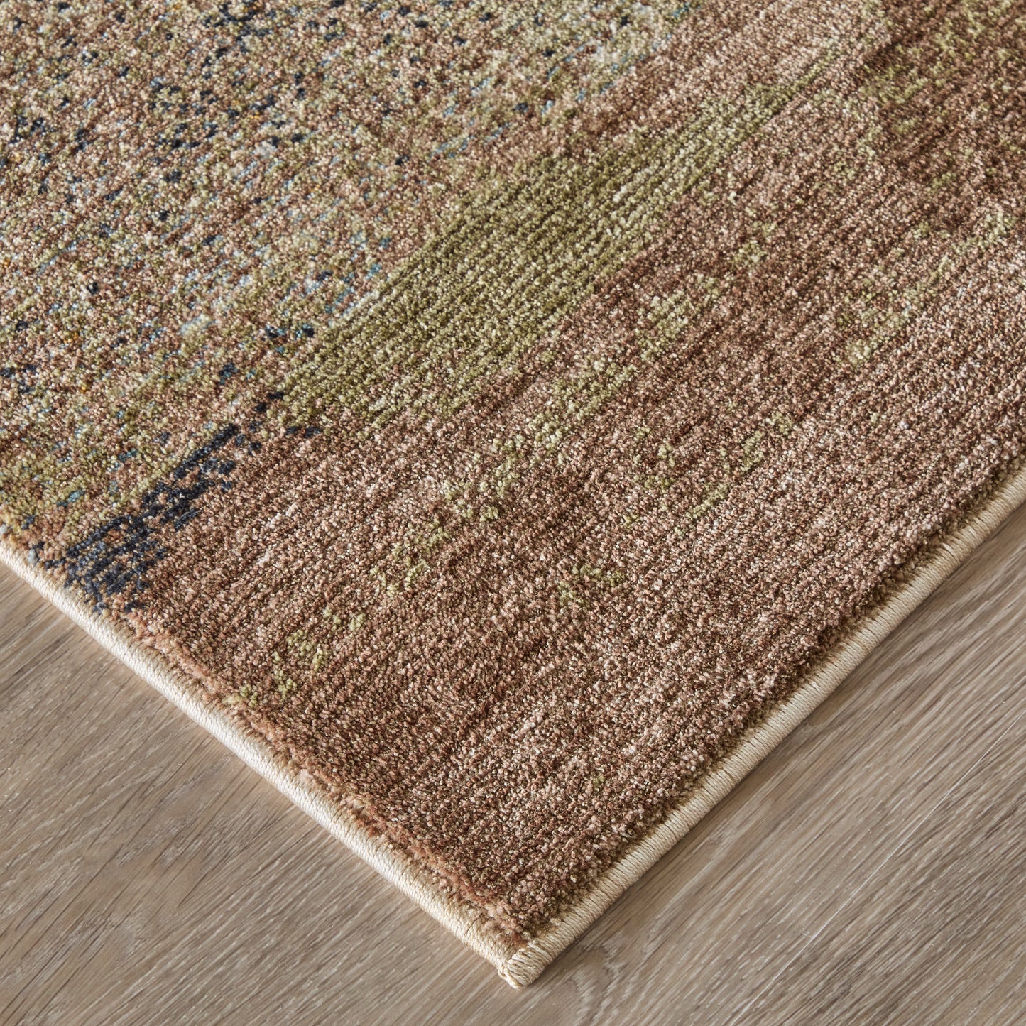 Pearson Modern/Industrial Abstract/Watercolor/Distressed Green/Ivory/Brown - Feizy Rug