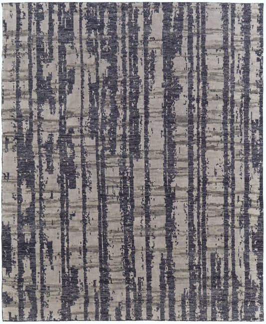 Altmar Modern/Bohemian & Eclectic/Industrial Abstract/Stripes Blue/Gray/Taupe - Feizy Rug