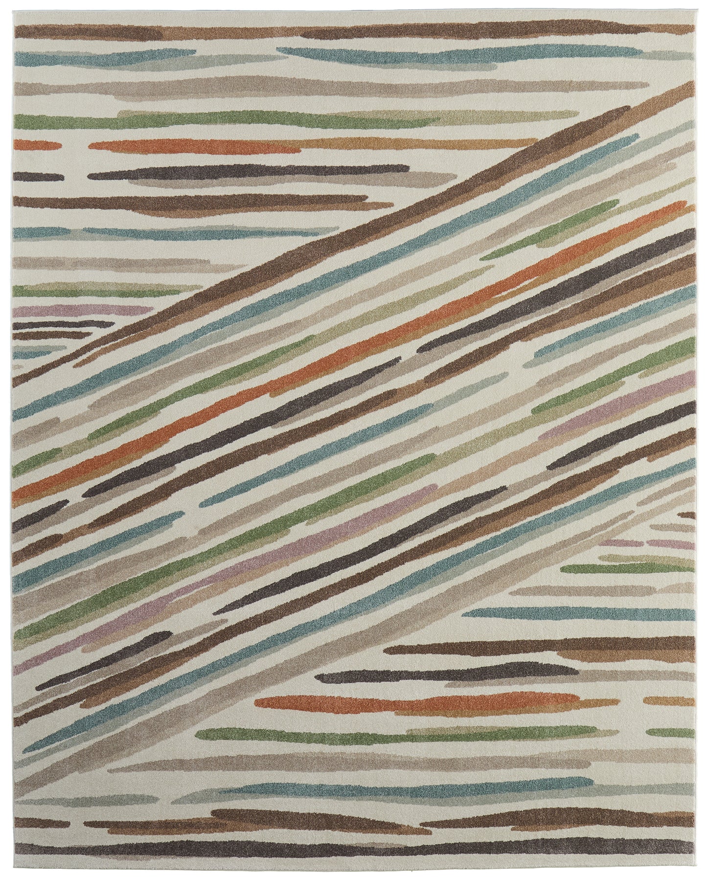 Eden Modern Abstract/Stripes Ivory/Brown/Blue - Feizy Rug